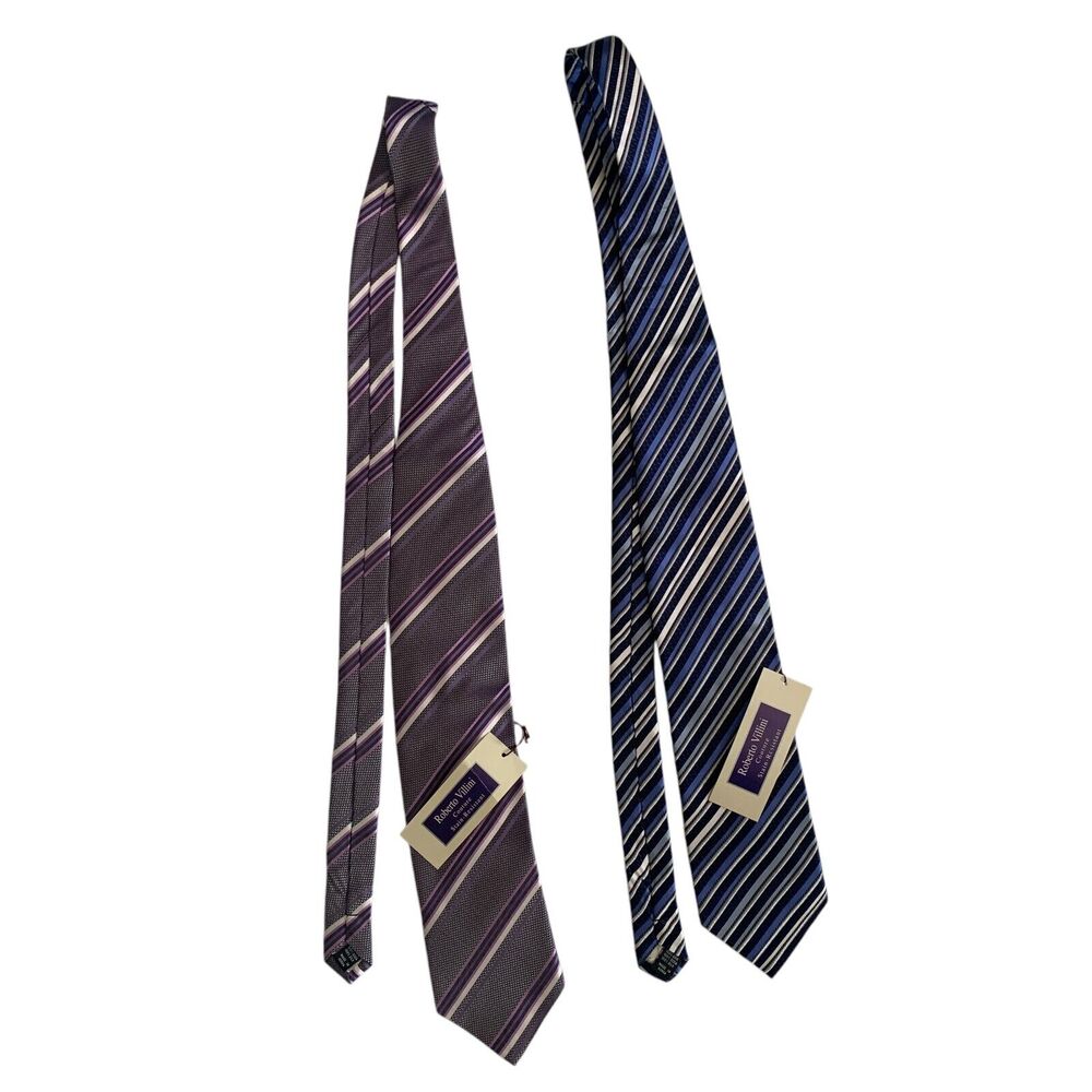 Roberto Villini Couture Mens Sz 3 3/4X 55 Tie Necktie Designer Classic 100% Silk